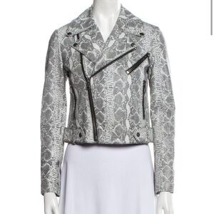 alice + olivia snakeskin leather jacket
